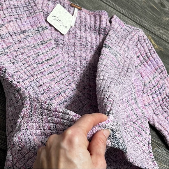 NWT $98 Free People Sweater Medium Brooke Wrap Crop Top Lilac Fog Combo Women's - Picture 10 of 16